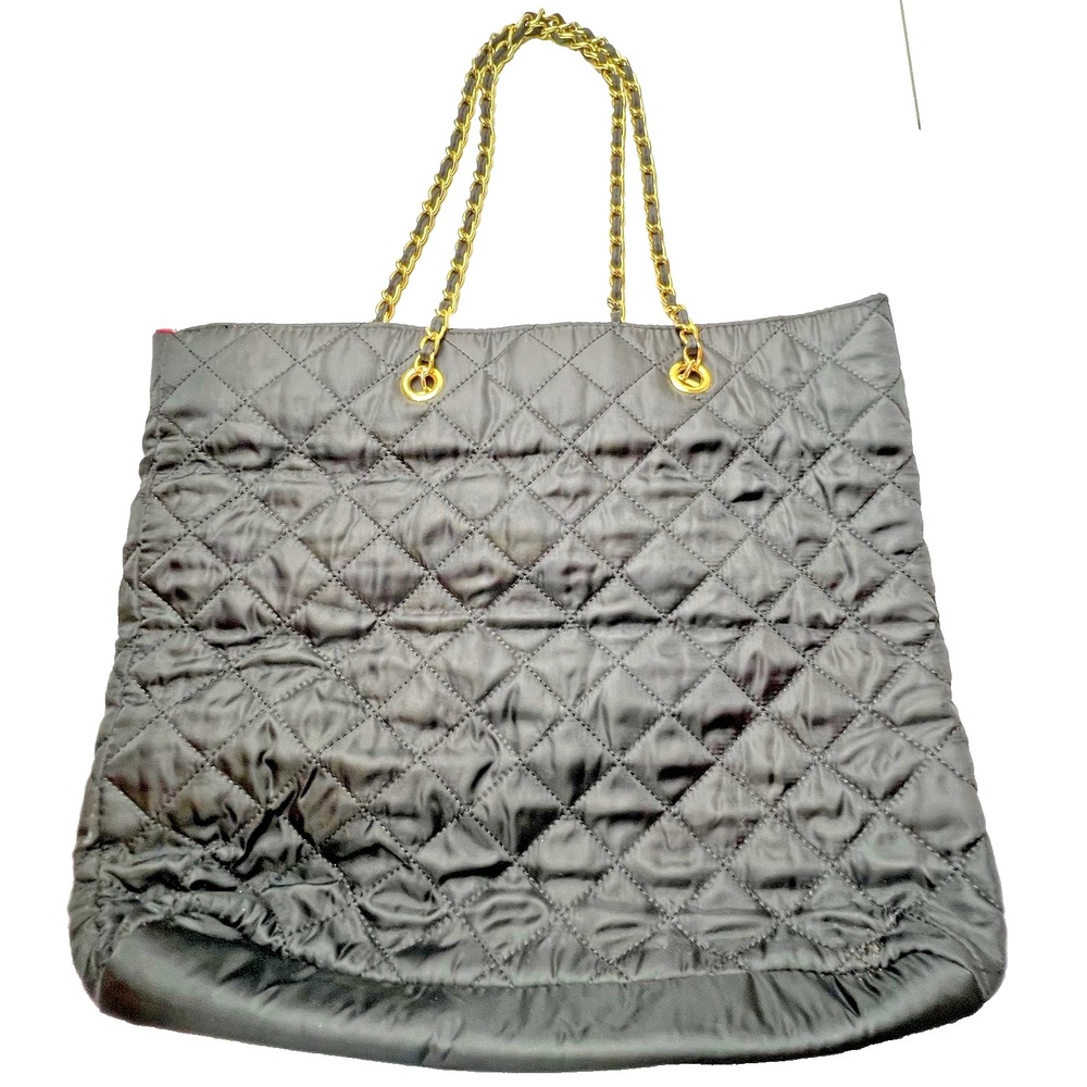 Mixedbag mixed bag  Designs Black Quilted Tote W/Gold Chain Straps